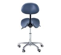 Taburete con silla de montar: taburete con asiento de dos partes divididas, silla de postura con silla giratoria hidráulica y ruedas, con respaldo y ángulo y altura de título ajustables(Royal Blue)