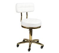 Taburete cosmético dorado am-961 blanco