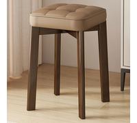 Taburete cuadrado de 46 cm, taburete de madera para dormitorio, entrada, patas de nogal de tela marrón, diseño elegante y duradero que ahorra espacio
