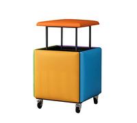 Taburete cuadrado de cuero con reposapiés de almacenamiento, silla de cubo multifuncional para sala de estar, taburete de sofá con asiento acolchado, color S