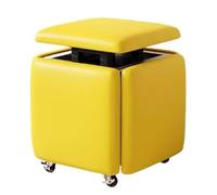 Taburete cuadrado de piel con ruedas para sala de estar y comedor