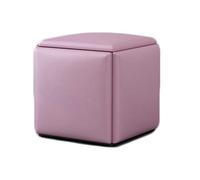 Taburete cuadrado multifuncional de cuero, asiento de cubo que ahorra espacio, otomana de almacenamiento tapizada para sala de estar, rosa morada, reposapiés elegante y solución de asiento adicional