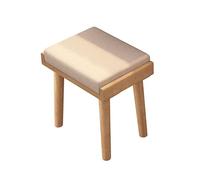 Taburete cuadrado para maquillaje de madera maciza, para interiores, cocina, otomano, elegante, zapatero, mueble compacto para espacios pequeños, acabado de madera natural