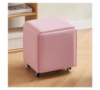 Taburete cúbico rosa 5 en 1 con ruedas giratorias, otomana apilable para sofá, reposapiés móvil y silla giratoria, asiento decorativo perfecto para sala de estar