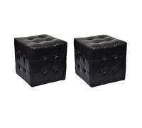 Taburete Cubo, Material Cuero Artificial, Diseño Multifuncional, Cómodo y Resistente, Reposapiés Sofá, Taburete Reposapiés, para Salón o Dormitorio, Color Negro, 30x30x30 cm (Incluye 2 Unidades)