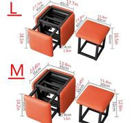 Taburete cubo, silla otomana anidable 5 en 1, otomana extraíble, silla rodante para sala de estar, dormitorio, silla rodante con ruedas giratorias, taburete apilable para sala de estar, dormitorio