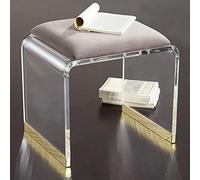 Taburete de acrílico transparente con asiento acolchado de terciopelo, taburete de descanso suave para sofá para sala de estar, taburete de cocina transparente moderno para adultos y adultos-B 16.1 x