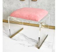 Taburete De Acrílico Transparente con Asiento Acolchado De Terciopelo,Taburete De Reposapiés Suave Taburete De Sofá para Sala De Estar,Taburete De Cocina Transparente Moderno para Adultos-y
