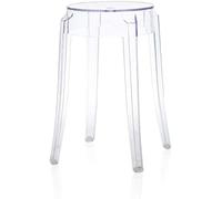 Taburete de acrílico transparente moderno apilable fantasma para cocina o bar, transparente y totalmente montado (tamaño Q: 46 x 44 x 75 cm)