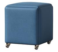 Taburete de almacenamiento 5 en 1 con ruedas, silla nido Magic Cube, sofá tapizado apilable, marco de metal versátil, ideal para cocina y sala de estar, azul (35 x 35 x 35 cm)