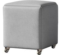Taburete de almacenamiento 5 en 1, cubo mágico con ruedas, asiento tapizado, marco de metal apilable, ideal para cocina, sofá