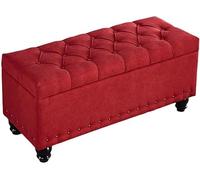 Taburete de almacenamiento, banco de zapatos de entrada, reposapiés otomano con patas de madera maciza, cómodo y duradero para dormitorio o sala de estar