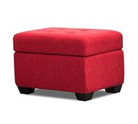 Taburete de almacenamiento de tela multifunción para mesa de centro, taburete de almacenamiento, taburete de cambio, taburete con marco de madera maciza, color rojo (tamaño: 60 x 40 x 40 cm) (color
