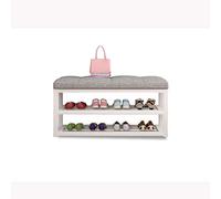 Taburete de almacenamiento de zapatos de 2 niveles, zapatero para sala de estar, banco de zapatos de cambio simple, organizador, armario, asiento de pasillo, soporte para estante de silla (color: A)