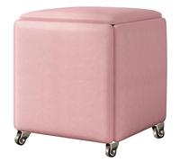 Taburete de almacenamiento Magic Cube silla anidable multiuso con asiento tapizado y marco de metal, perfecto para sofá de cocina y almacenamiento apilable, color rosa, 35 x 35 x 35 cm.
