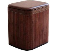 Taburete de almacenamiento multifuncional Taburete de almacenamiento de bambú tejido con cubierta puede sentarse en el taburete de almacenamiento taburete pequeño cambiador de zapatos para el hogar