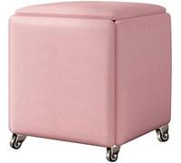 Taburete de almacenamiento, silla anidable multifuncional 5 en 1 con ruedas, asiento tapizado apilable y marco de metal para cocina y sala de estar