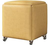 Taburete de almacenamiento, silla anidable multifuncional 5 en 1 con ruedas, asiento tapizado apilable y marco de metal para cocina y sala de estar