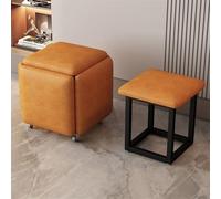 Taburete de asiento de cubo, silla apilable 5 en 1 con ruedas giratorias, otomana anidada, reposapiés móvil, silla rodante para sala de estar o dormitorio