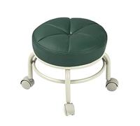 Taburete de Asiento Moderno para Rodillos Bajos con 5 Ruedas, Asiento Giratorio móvil Redondo con Ruedas giratorias universales, Taburete móvil de Acero Inoxidable p Green