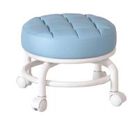 Taburete de bajo enrollamiento 360 ° giratorios de cuero redondeado PU taburetes rodantes con ruedas 10x9x2 silla de servicio pesado universal para belleza salón de pedicura casera, taburetes azules