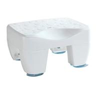 Taburete de baño Secura de WENKO, asiento de bañera antideslizante con superficie texturizada de plástico resistente, taburete con capacidad para 150 kg, con desagüe de agua, 40x21x31 cm, color blanco