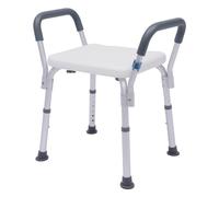 Taburete de Baño/Silla de Ducha para Personas Mayores, Altura Ajustable 37-49cm, Antideslizante, Reposabrazos, Asiento Adulto HDPE, Banco Baño Seguro, 150kg, Banqueta Ducha Ancianos y Discapacitados