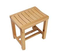 Taburete de baño y silla de ducha multifuncional, banco de madera maciza antideslizante para cocina, baño, sala de estar, 44 x 33 x 45 cm, elegante esencial para el hogar