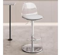 Taburete de bar acrílico transparente con giro de 360° de altura ajustable (40 x 54-79 cm), anillo de goma antideslizante, mango ergonómico, diseño moderno y transparente para cocina, pub o bar en