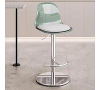 Taburete de bar acrílico transparente con giro de 360° y altura ajustable, mango de goma antideslizante, color verde, ideal para cocina, comedor o bar en casa (40 cm x 54-79 cm)