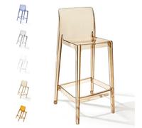 Taburete de bar acrílico transparente de 65 cm, moderno taburete de cocina sin respaldo alto para comedor, elegante asiento transparente, perfecto para uso doméstico y comercial (ámbar)