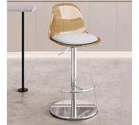 Taburete de bar acrílico transparente giratorio de 360° con asa, anillo de goma antideslizante, altura ajustable (amarillo, 40 x 54-79 cm), diseño moderno para cocina, comedor o pub