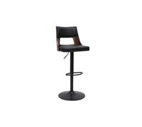 Taburete de bar ajustable vintage giratorio 360° negro y madera oscura GARBO