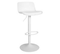 CLP Taburete De Bar Almada con Asiento Tapizado En Polipiel I Silla De Cocina De Altura Regulable con Base Metálica, Color:Blanco