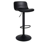 CLP Taburete De Bar Almada con Asiento Tapizado En Polipiel I Silla De Cocina De Altura Regulable con Base Metálica, Color:Negro