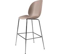 GUBI Taburete bar Beetle alto Sweet pink. base de acero cromado negro