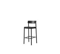 Taburete de bar Betty TK17 de fresno lacado negro/piel noble