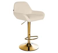Taburete de bar braga en polipiel con base dorada simil cuero crema 52x51x89 cm