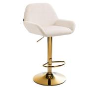 Taburete de bar braga en terciopelo con marco dorado crema 52x51x89 cm