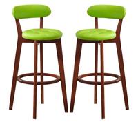 Taburete de bar con reposapiés, silla de bar de piel sintética, taburetes de cocina, comedor, cafetería, sillas altas con cojín grueso y madera maciza resistente e