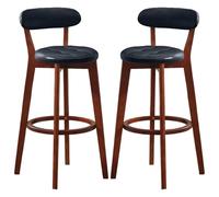 Taburete de bar con reposapiés, silla de bar de piel sintética, taburetes de cocina, comedor, cafetería, sillas altas con cojín grueso y madera maciza resistente e