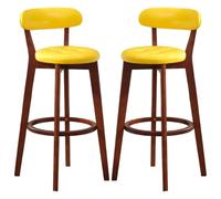 Taburete de bar con reposapiés, silla de bar de piel sintética, taburetes de cocina, comedor, cafetería, sillas altas con cojín grueso y madera maciza resistente e