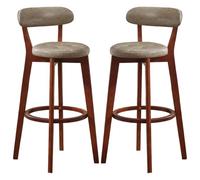 Taburete de bar con reposapiés, silla de bar de piel sintética, taburetes de cocina, comedor, cafetería, sillas altas con cojín grueso y madera maciza resistente e