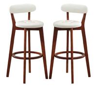 Taburete de bar con reposapiés, silla de bar de piel sintética, taburetes de cocina, comedor, cafetería, sillas altas con cojín grueso y madera maciza resistente e