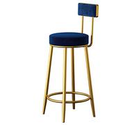 Taburete De Bar con Respaldo De Terciopelo, Silla De Comedor con Isla De Cocina Moderna para Salón De Belleza, Estructura Dorada con Reposapiés De Metal Y Tapete Antideslizante(Size:65 cm,Color:Azul)