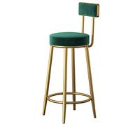 Taburete De Bar con Respaldo De Terciopelo, Silla De Comedor con Isla De Cocina Moderna para Salón De Belleza, Estructura Dorada con Reposapiés De Metal Y Tapete Antideslizante(Size:75 cm,Color:Verde)