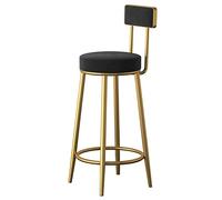 Taburete De Bar con Respaldo De Terciopelo, Silla De Comedor con Isla De Cocina Moderna para Salón De Belleza, Estructura Dorada con Reposapiés De Metal Y Tapete Antideslizante(Size:75 cm,Color:Negro)