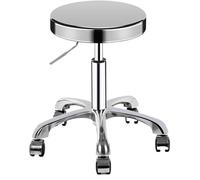 Taburete de bar con ruedas de acero inoxidable, taburete giratorio redondo de 360°, taburete de masaje for salón de belleza, línea de montaje de laboratorio, taller de producción, silla for personal c