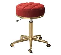Taburete de bar con ruedas - Silla giratoria ajustable con elevación hidráulica para salón de maquillaje y spa - Base dorada de titanio 44-55 cm de altura, diseño redondo moderno