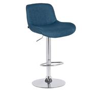 CLP Taburete de Bar Solon Cromado I tapizado en Terciopelo o Tela I Taburete de Bar Regulable en Altura y Giratorio I Taburete de Bar tapizado, Color:Azul, Material:Tela